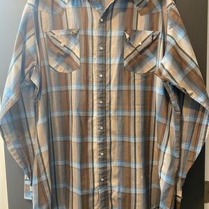 Men's Pearl snap Shirt - Brown and Blue